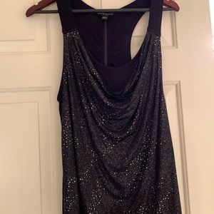 Black scoop neck zipper back